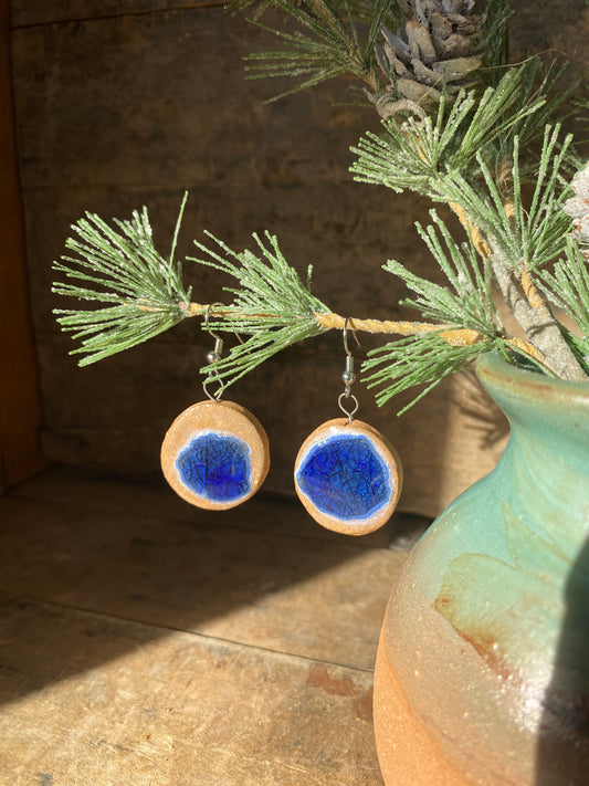 Wild Clay Blue Glass Earrings