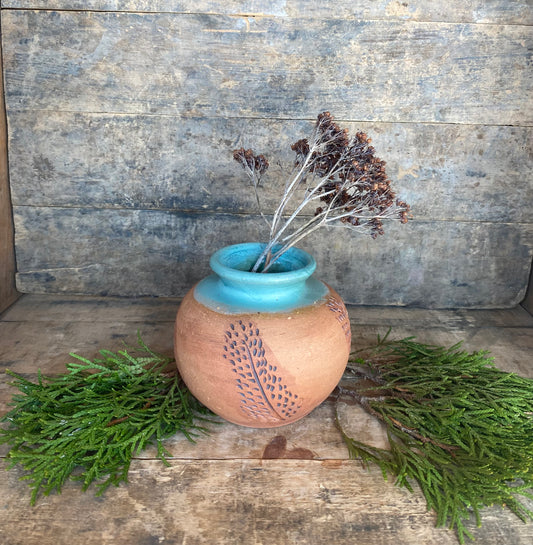 Wild Clay Turquoise Feather Vase