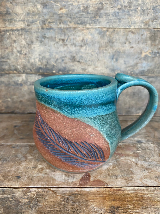 Carved Feather Mug
