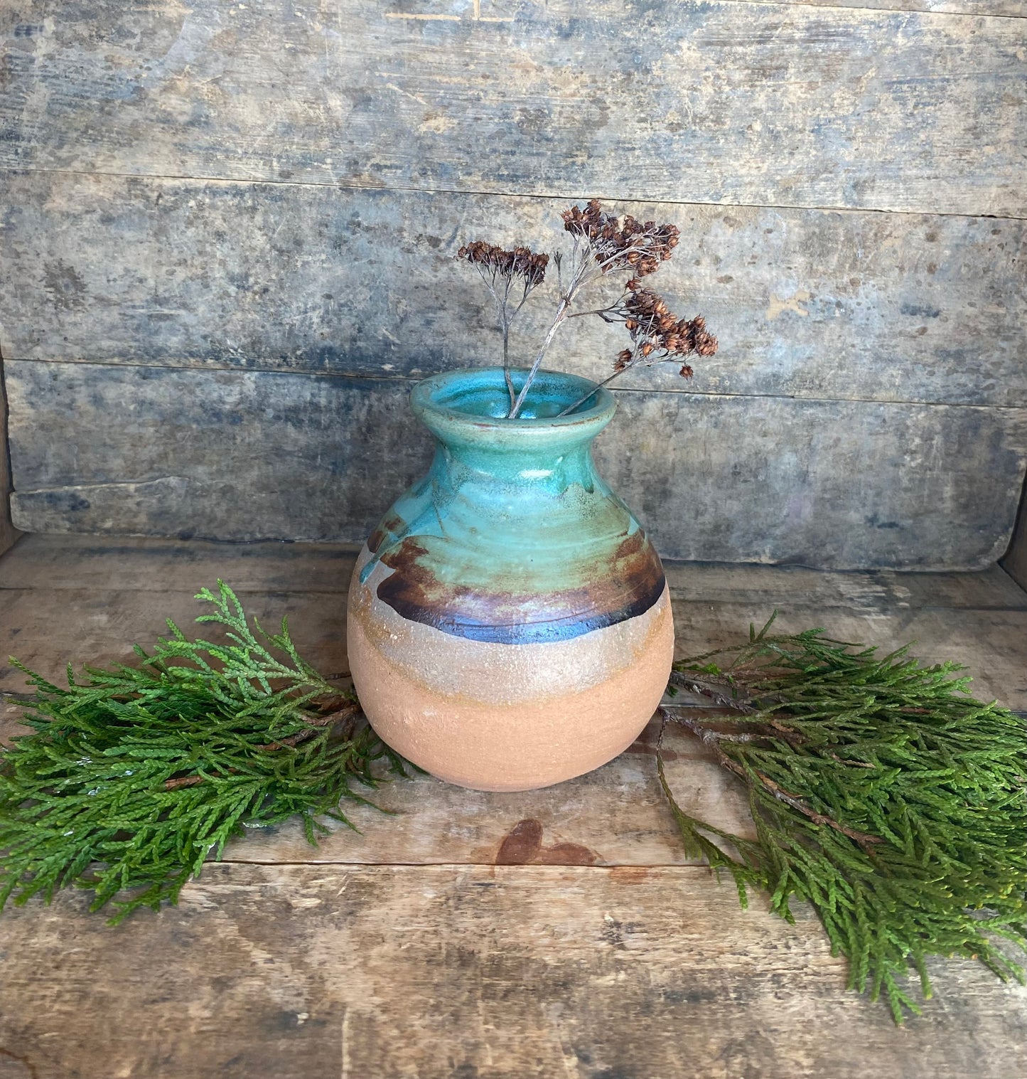 Wild Clay Turquoise and Brown Vase