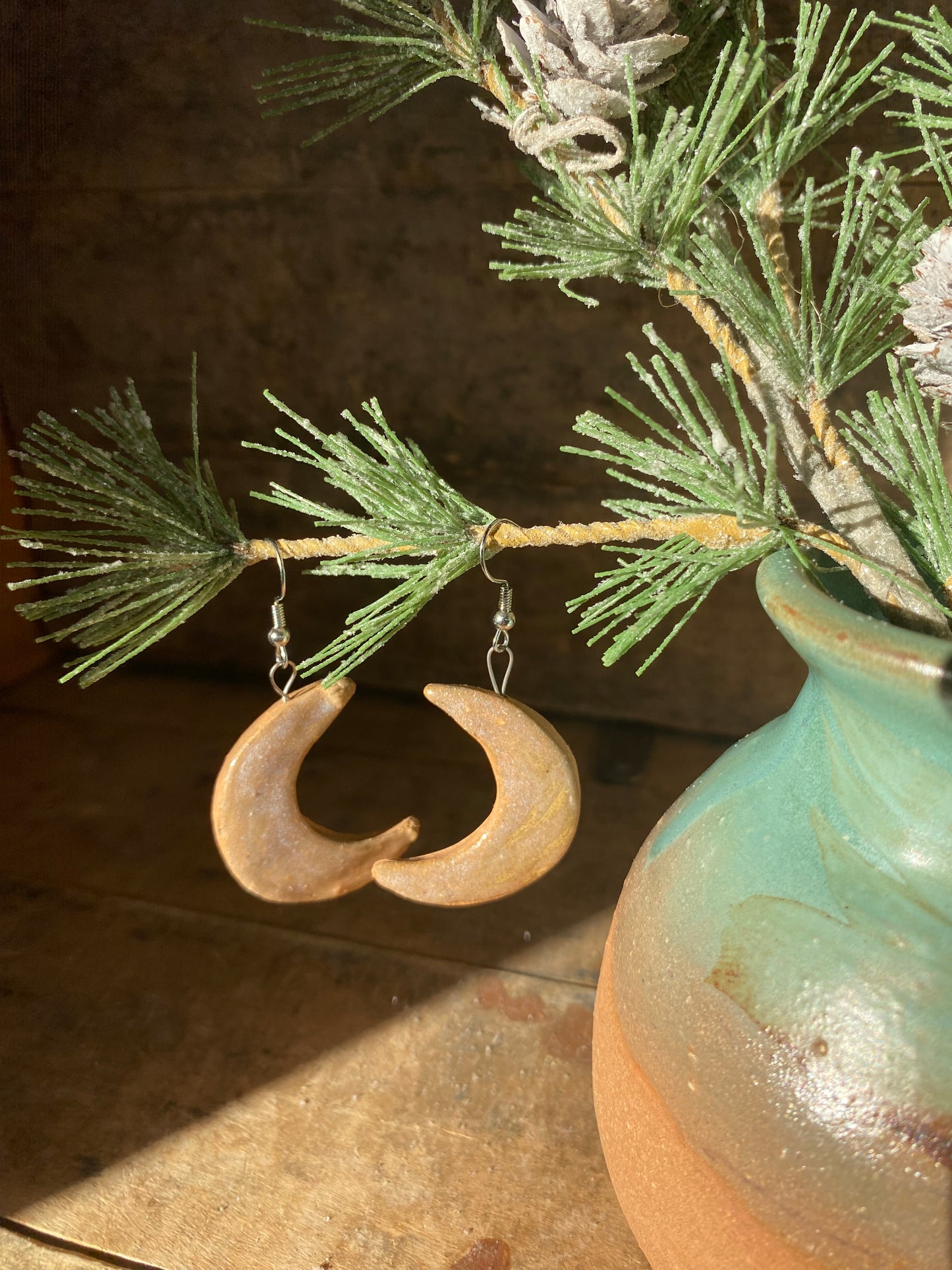 Wild Clay Natural Moon Earrings