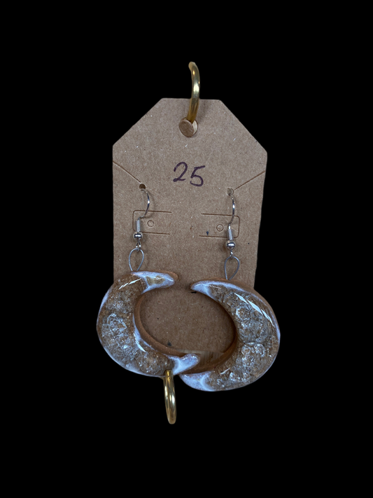 White Moon Glass Earrings