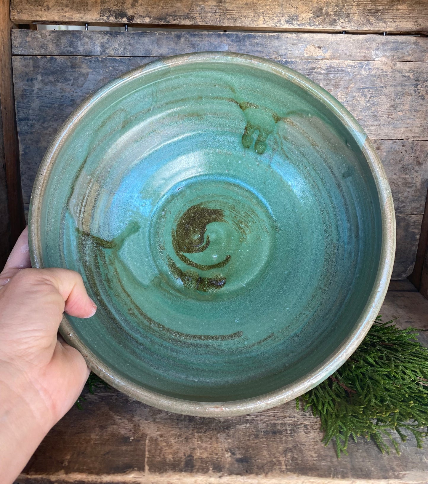 Large Wild Clay Green Bowl