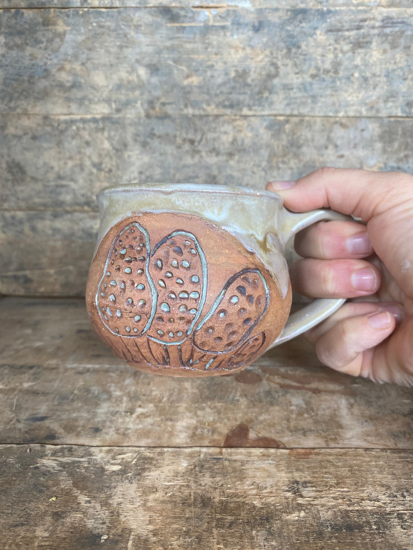 Wild Clay Carved Morel Mug